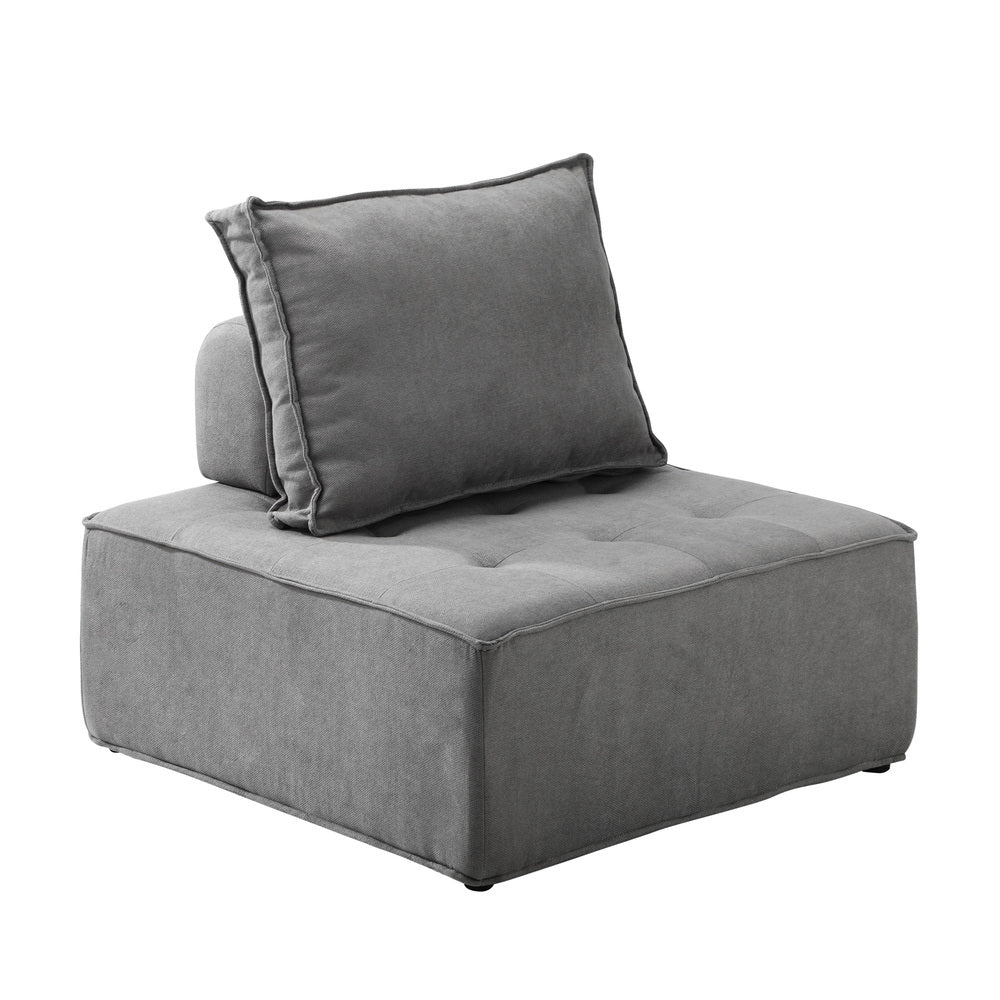 Oikiture Armless Sofa with Adjustable Back Modular Grey