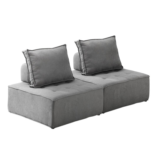 Oikiture 2PCS Modular Armless Sofa Linen Grey