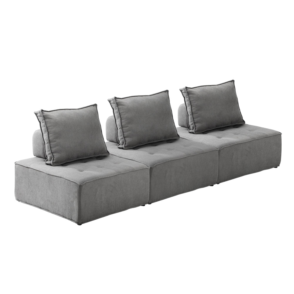 Oikiture 3PCS Modular Armless Sofa Linen Grey
