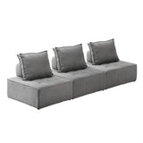 Oikiture 3PCS Modular Armless Sofa Linen Grey
