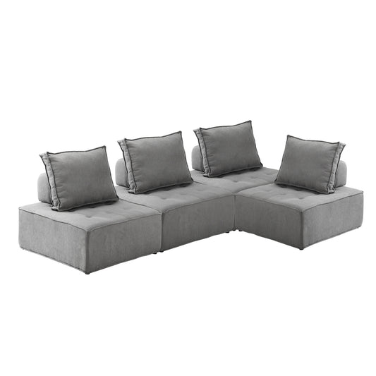 Oikiture 4PCS Modular Armless Sofa Linen Grey