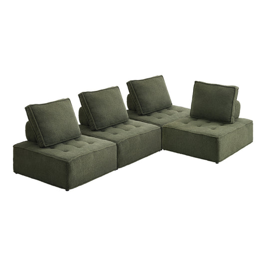 Oikiture 4PCS Modular Sofa Lounge Chair Armless Sherpa Green
