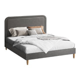 Oikiture Bed Frame Queen Size Fabric Grey BOB