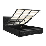 Oikiture King Bed Frame with Storage Space Gas Lift Black