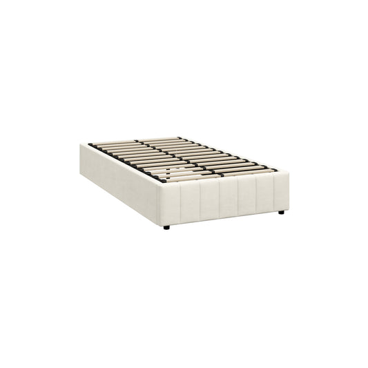 Oikiture Bed Frame King Single Gas Lift Base Velvet Cream