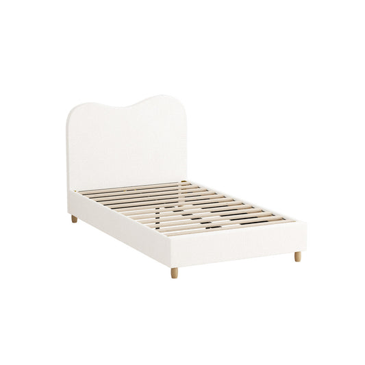 Oikiture Bed Frame King Single White Boucle Cloud Shape