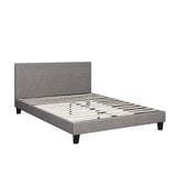Oikiture Bed Frame Double Size Wooden Slats Grey Fabric