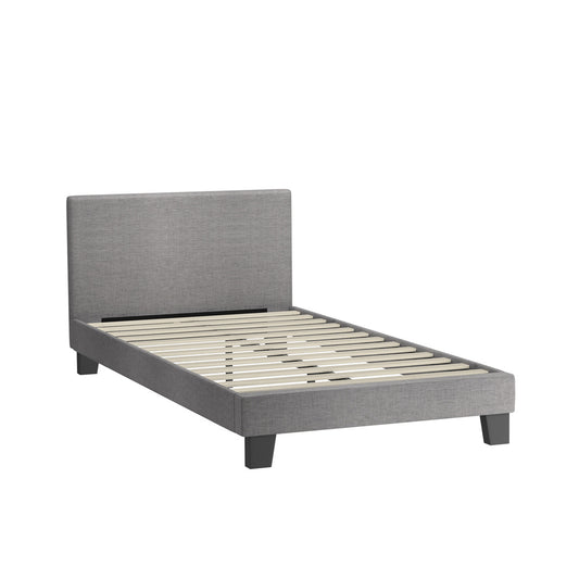 Oikiture Bed Frame King Single Wooden Slats Fabric