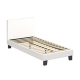 Oikiture King Single Bed Frame Wood Slats Boucle White