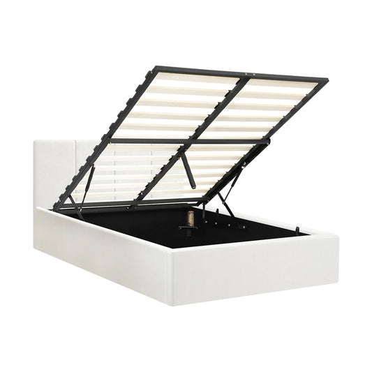 Oikiture Bed Frame King Single Gas Lift Base PU Leather ZOE