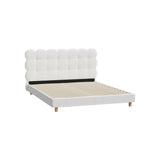 Oikiture Bed Frame Queen Tufted Bedhead Boucle Fabric White