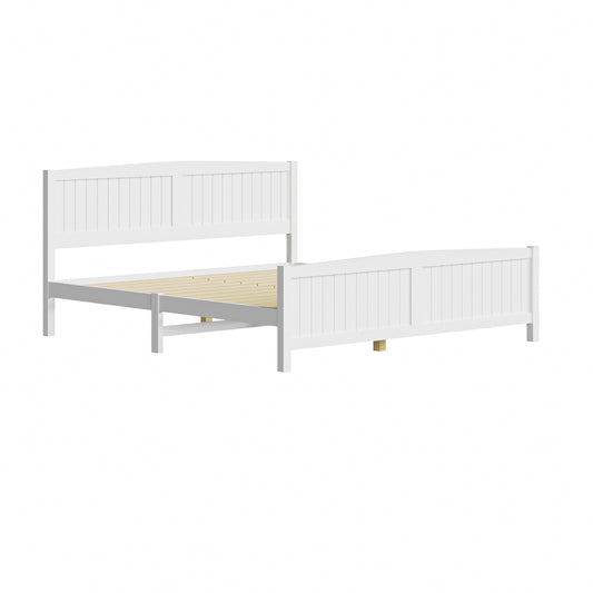 Oikiture Bed Frame King Size Timber Platform White