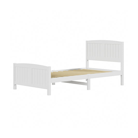 Oikiture Bed Frame King Singe Size Timber Platform White