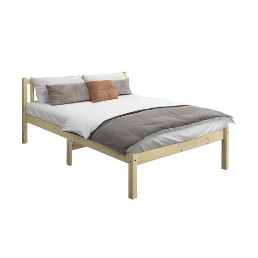 Oikiture Bed Frame King Size Wooden Timber Base Headboard Bedroom