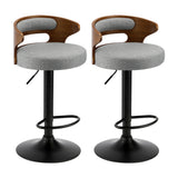 Oikiture Bar Stools Gas Lift Swivel Wooden Grey x2