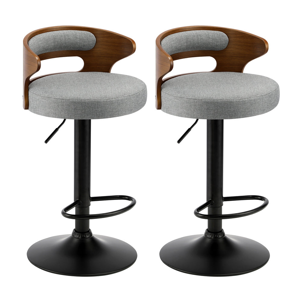 Oikiture 4x Bar Stools with Gas Lift Swivel Grey