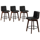 Oikiture 4x Wooden Bar Stools Swivel Chairs PU Leather