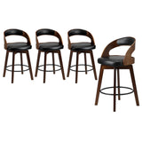Oikiture 4x Bar Stools Swivel PU Leather Black