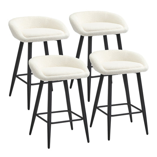 Oikiture 4PCS Bar Stools Boucle Fabric White and Black