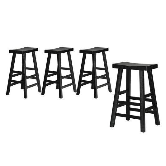 Oikiture 4X Bar Stools Wooden Counter Chairs Black