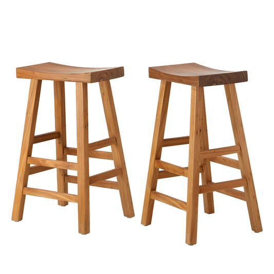 Oikiture 2X Bar Stool Wooden Counter Chairs Natural