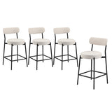 Oikiture 4x Bar Stools Polyester Linen Fabric Beige