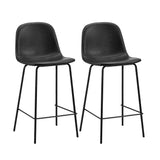 Oikiture 2x Bar Stools Kitchen Dining Chair PU Leather Black