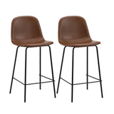 Oikiture 2x Bar Stools Kitchen Dining Chair PU Leather Brown