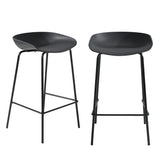Oikiture 2x Kitchen Bar Stools Dinning Chairs Metal Black