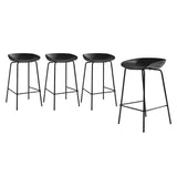 Oikiture Set of 4 Kitchen Bar Stools Metal Black