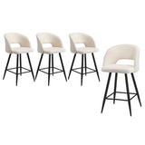 Oikiture 4x Bar Stools Kitchen Dining Chair Boucle White SURA