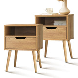 Oikiture Bedside Tables Set of 2 Wood