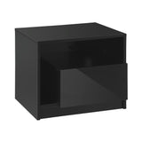 Oikiture Bedside Tables RGB LED High Gloss Black
