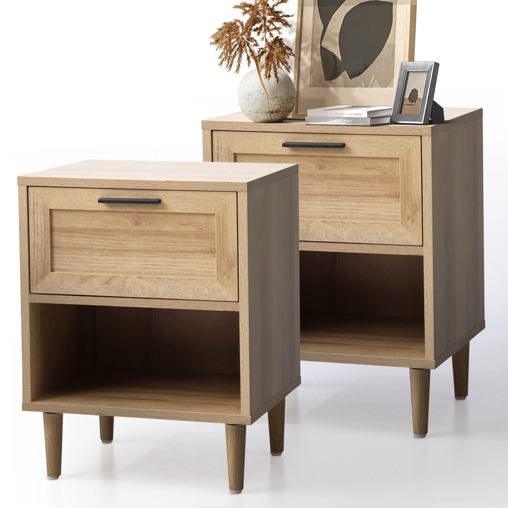 Oikiture Bedside Tables Set of 2 Nightstand Natural