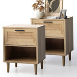 Oikiture Bedside Tables Set of 2 Nightstand Natural