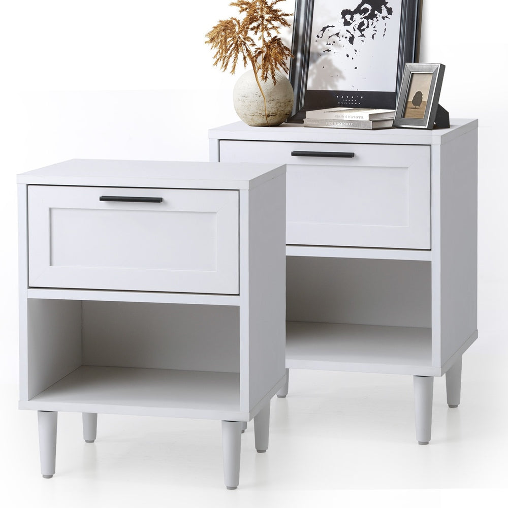 Oikiture Bedside Tables Set of 2 Nightstand White
