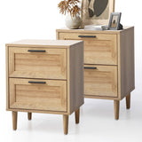 Oikiture Bedside Tables Set of 2 Nightstand Wood