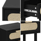 Oikiture Bedside Table 2 Drawers Rattan Black