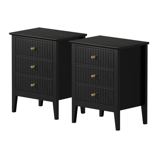 Oikiture Bedside Tables Set of 2 Side End Nightstand Black