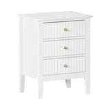 Oikiture Bedside Table 3 Drawers Side End Nightstand White
