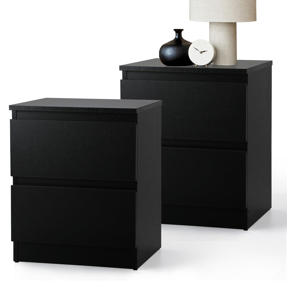 Oikiture Bedside Tables Set of 2 Nightstand Black