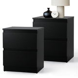 Oikiture Bedside Tables Set of 2 Nightstand Black