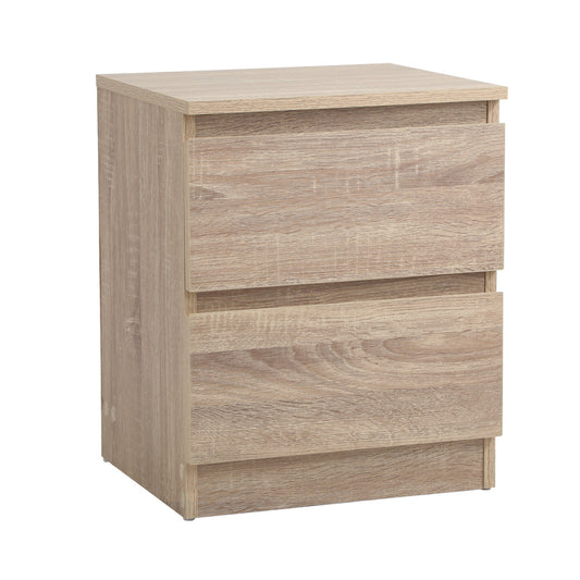 Oikiture Bedside Table Nightstand 2 Drawers Natural