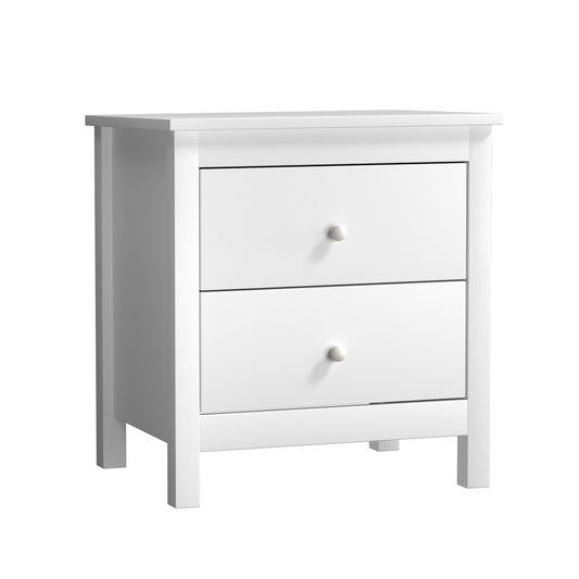 Oikiture Bedside Table Side End Table 2 Drawers White