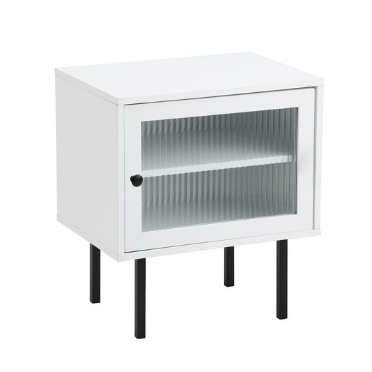 Oikiture Bedside Tables Storage Cabinet Wood White