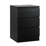 Oikiture Bedside Table 3 Drawers Storage Cabinet Black