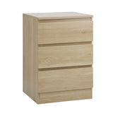 Oikiture Bedside Table 3 Drawers Storage Cabinet Natural