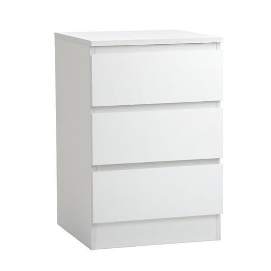 Oikiture Bedside Table 3 Drawers Storage Cabinet White
