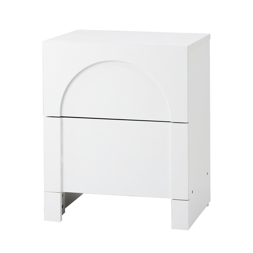 Oikiture Bedside Table 2 Drawers Side Table White