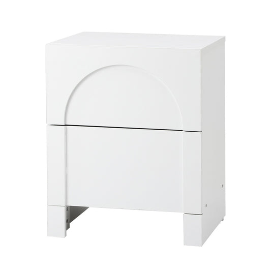 Oikiture Bedside Table 2 Drawers Side Table White